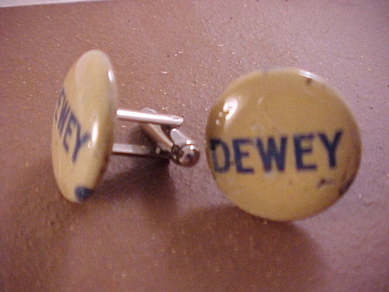 Thomas Dewey Vintage Political Campaign Button Cuff Links Free Shipping to USA image 2