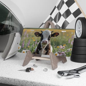Cute Cow Vanity Plate, Personalized Car Tag for Animal Lovers, Farmhouse Decor, Cow Lover, Fun Car Accessories, Baby Cow