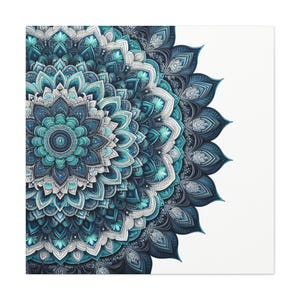 Mandala Wall Art Canvas, Blue Mandala, Mandala Art, Bohemian Decor, Meditation Wall Hanging, Handcrafted Artwork, Tranquil Home Aesthetic