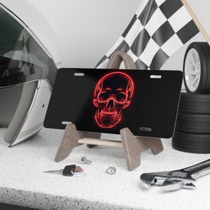 Customized Vanity Plate for Car, Skull Design License Plate, Skull Art Vanity Plate, Personalized Auto Accessory, Gothic Art