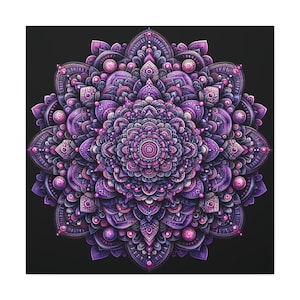 Purple Mandala Canvas Wall Art, Meditative Artwork for Home Decor, Gift for Yoga Lovers, Spiritual Wall Decoration, Mandala Print