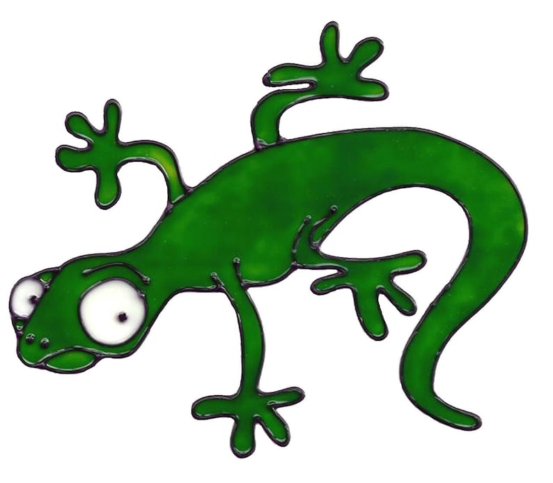 Gecko Faux Stained Glass Window Cling ~ Static Cling Decals ~ Bird Strike Stickers