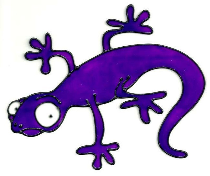 Gecko Faux Stained Glass Window Cling ~ Static Cling Decals ~ Bird Strike Stickers