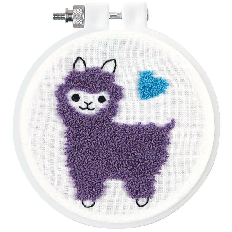 Design Works Punch Needle Kit 3.5 Round Llama Etsy