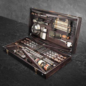 Barbecue Tools Bag Storage, Cooking Outdoors, Barbecue Accessories, Stainless Steel Skewers, Camping Cooking Set, Husband Gift For Birthday