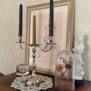 Vintage Silver plated candelabra for three candles with removable arms Possibly Gorham or Sheridan.