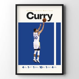 Cartel de Stephen Curry, impresión de Golden State Warriors, descarga digital de baloncesto, arte de pared de la NBA, mediados de siglo, dormitorio universitario, dormitorio, regalos para él