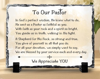 Pastor Appreciation Stone Plaque with Heartfelt Prayer Keepsake, Personalized Church Leader  Anniversary Retirement Gift