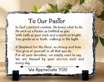 Pastors Appreciation Gift, Stone Plaque Frame With Heartfelt Prayer For Church Leaders, Unique Pastors' Anniversary Birthday Retirement Gift