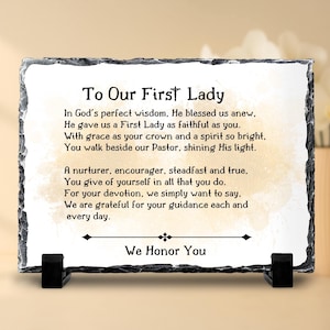 Pastor’s Wife Gift, First Lady Appreciation Stone Plaque with Heartfelt Prayer, Unique Church Leader Birthday or Church Anniversary Keepsake afbeelding 1