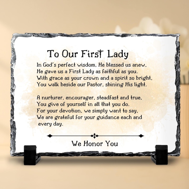 Pastor’s Wife Gift, First Lady Appreciation Stone Plaque with Heartfelt Prayer, Unique Church Leader Birthday or Church Anniversary Keepsake afbeelding 1