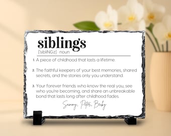 Personalized Siblings Gift | Sibling Definition Stone Plaque | Custom Sibling Names Sign | Gift for Sister Brother | Christmas Siblings Gift