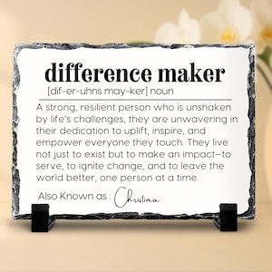 Personalized Difference Maker Stone Plaque, Mentor Coach Gift