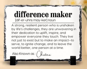 Personalized Difference Maker Stone Plaque, Mentor Coach Gift
