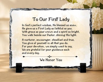 Pastor’s Wife Gift, First Lady Appreciation Stone Plaque with Heartfelt Prayer, Unique Church Leader Birthday or Church Anniversary Keepsake