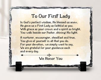 Personalized First Lady Stone Plaque, Pastor's Wife Gift