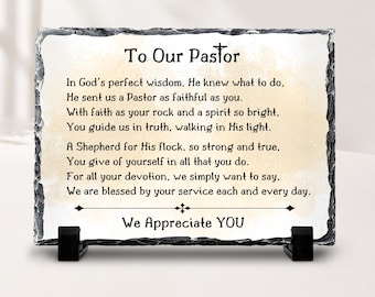 Pastors Appreciation Gift, Stone Plaque Frame With Heartfelt Prayer For Church Leaders, Unique Pastors' Anniversary Birthday Retirement Gift