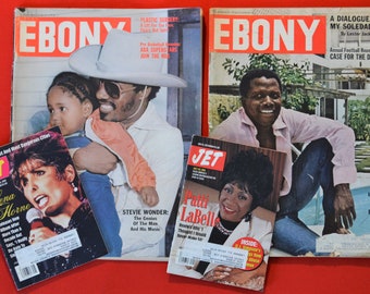 EBONY & JET-- FOUR magazines.,4 Iconic Entertainers Stevie Wonder, Sidney Poitier, Lena Horne, Patti Labelle. Highly collectible.