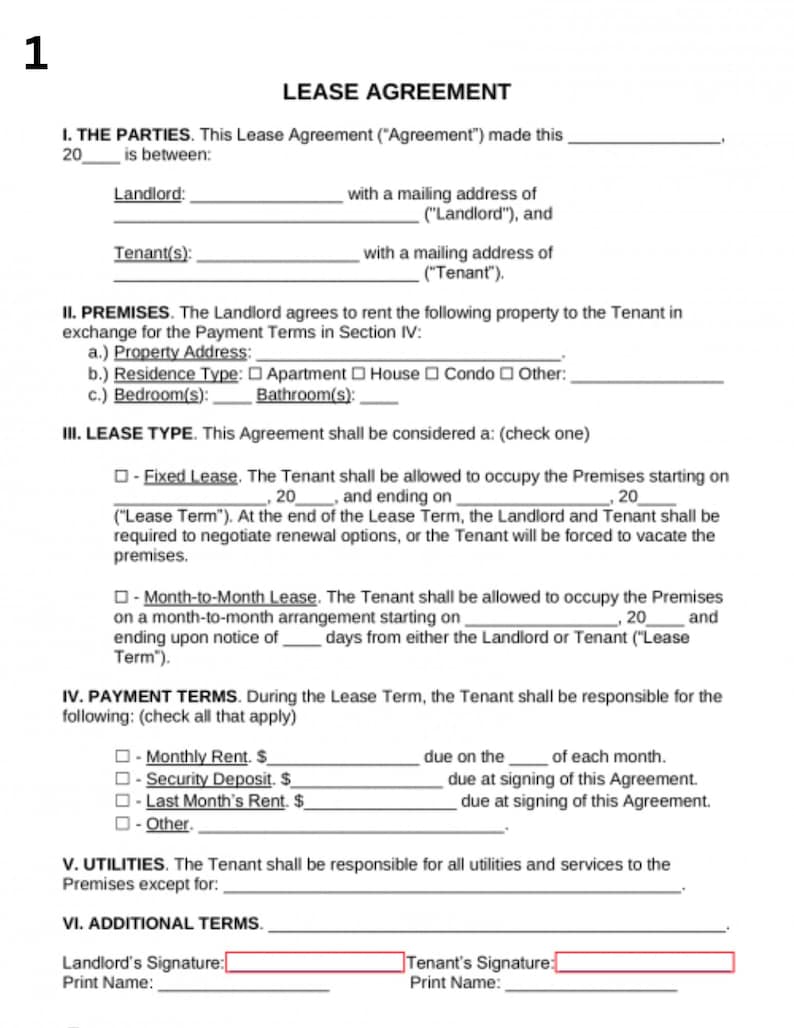 Secondary Address Rent Example Lease Agreement Template: Rental Contract, Customizable (PDF Download ...