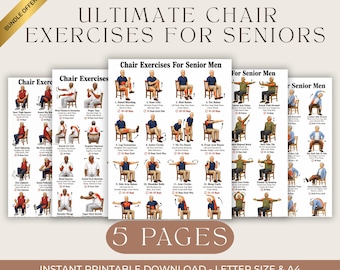 Chair Tai Chi for Seniors Workout Bundle, Printable Seated Exercise Chart PDF, Gentle Balance & Strength Home Fitness Digital Download