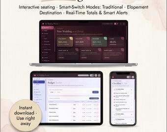 Interactive Digital Wedding Planner - All-in-One Wedding Dashboard & Website Template - Wedding Seating Chart, Timeline, and Guest Tracker