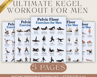 Kegel Exercise Chart for Men, Pelvic Floor Exercises Bundle & Home Workout Plan PDF, Printable Fitness Gym Chart Guide Download