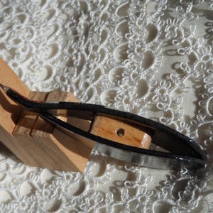 Ebony tatting shuttle with rosewood inlay 2.5 with 0.7 hook image 5