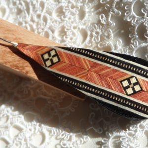 Ebony tatting shuttle with rosewood inlay 2.5 with 0.7 hook image 1