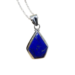 Lapis Lazuli Pendant – 925 Sterling Silver Blue Crystal Necklace for Protection & Wisdom – Handmade Spiritual Jewelry – Lapis Necklace, Sale