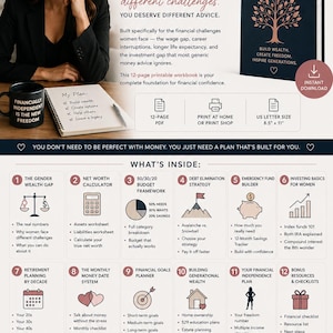 Personal Buchhaltung für Frauen Printable Workbook Budget Planer Investing Guide Ruhestand Tracker PDF Instant Download