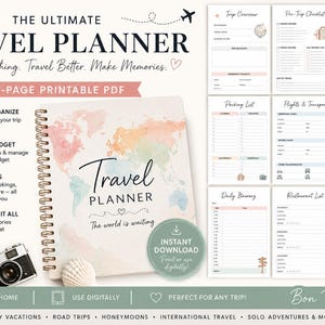 Reiseplaner PDF | Urlaub Reiseplan | Packliste Budget Tracker Reiseplan Reisejournal | Sofortdownload