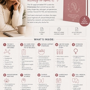 Women's Hormone Balance Guide & Tracker — Estrogen Progesterone Cortisol Thyroid Symptoms Fix