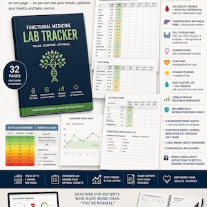 Functional Medicine Lab Tracker Printable PDF | Blood Work Results Organizer | Optimal Ranges | Thyroid Hormone CBC CMP Health Binder