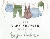 Simplistic Baby Boy Clothes Themed Baby Boy Shower Invitation | Digital Download | Fully Customizable Text