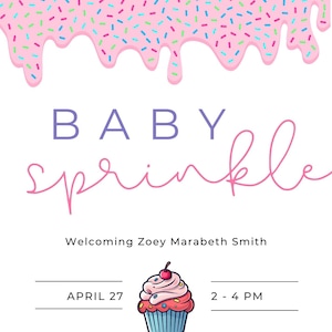 Uitnodiging/aankondiging babyshower babyshower met cupcake thema | Digitale download | Volledig aanpasbare tekst