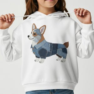 Corgi Faux Patchwork PNG / Design di salopette in denim per cani (Download digitale)