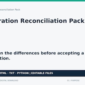 Migration Reconciliation Pack | Editable Workbook, CSV Comparison & Python Tool