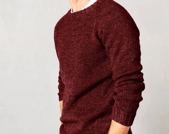 Knit Classic  Crewneck Pullover for Men - Baby Alpaca/ Extra Fine Merino Wool