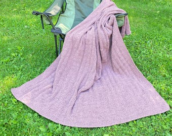Handknit Blanket/Throw - Texture Knit - 100% Wool