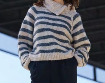 Hand Knit Sweater Pullover - Wool/Mohair