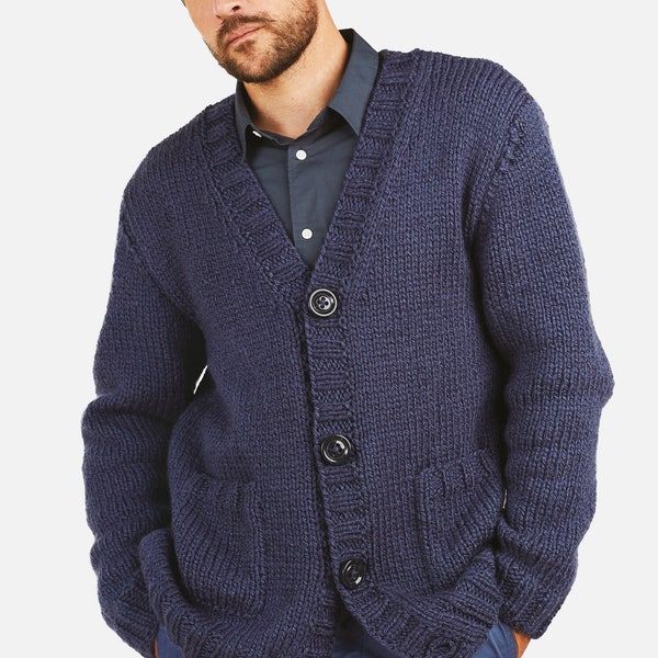 Handknit Jacket/ Cardigan  for Men - 100% Extra Fine Merino Wool