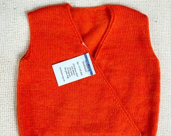 Handknit Merino Wool Vest  Kids Size 4-5