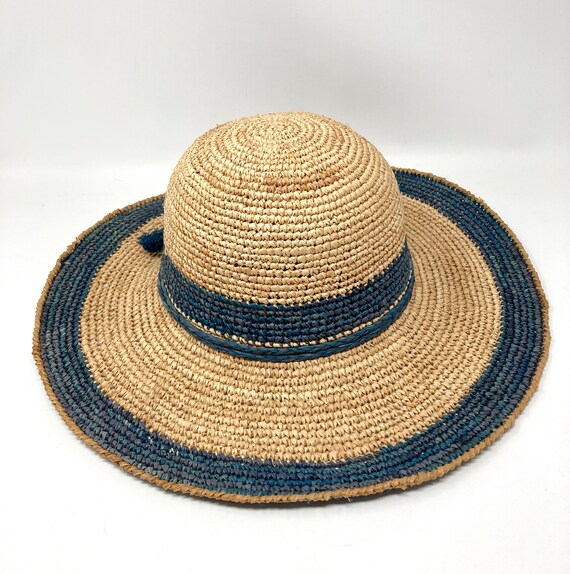 Crochet Raffia Sun Hat-wide Brim, UV Protection - Etsy display picture 2