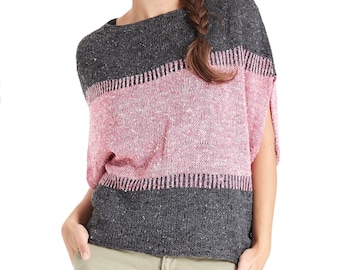 Knit Boxy Shirt/ Blouse / Top -  100%  Tweed Silk (Tussah)