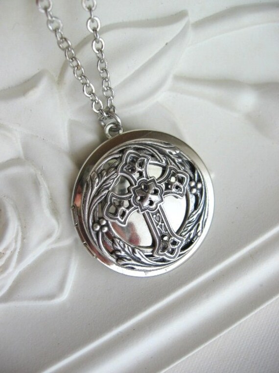 Items similar to Cross Locket, Cross Necklace, Silver Cross Necklace