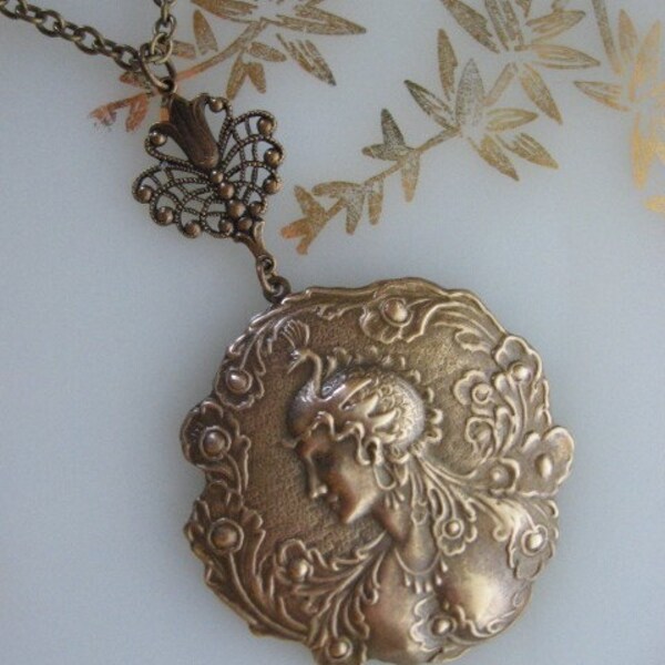 Bronze Peacock Goddess Pendant Necklace