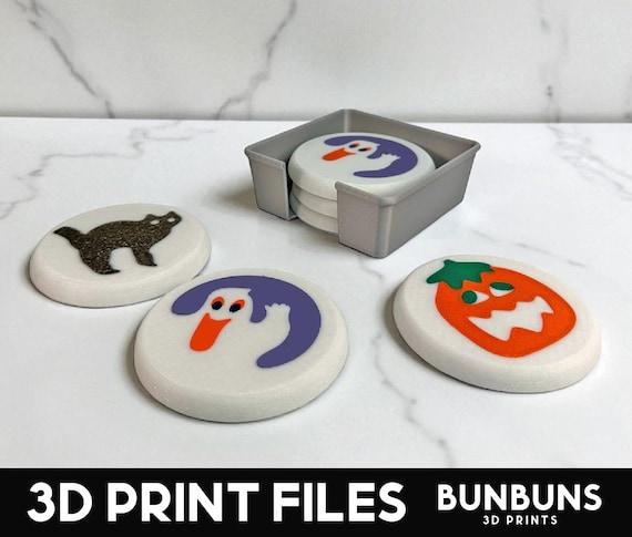 Halloween Pillsbury Cookie 3d Print File, Halloween Coaster Set, Pillsbury Cookies Bambu 3MF File STL, Vintage Halloween Sugar Cookies