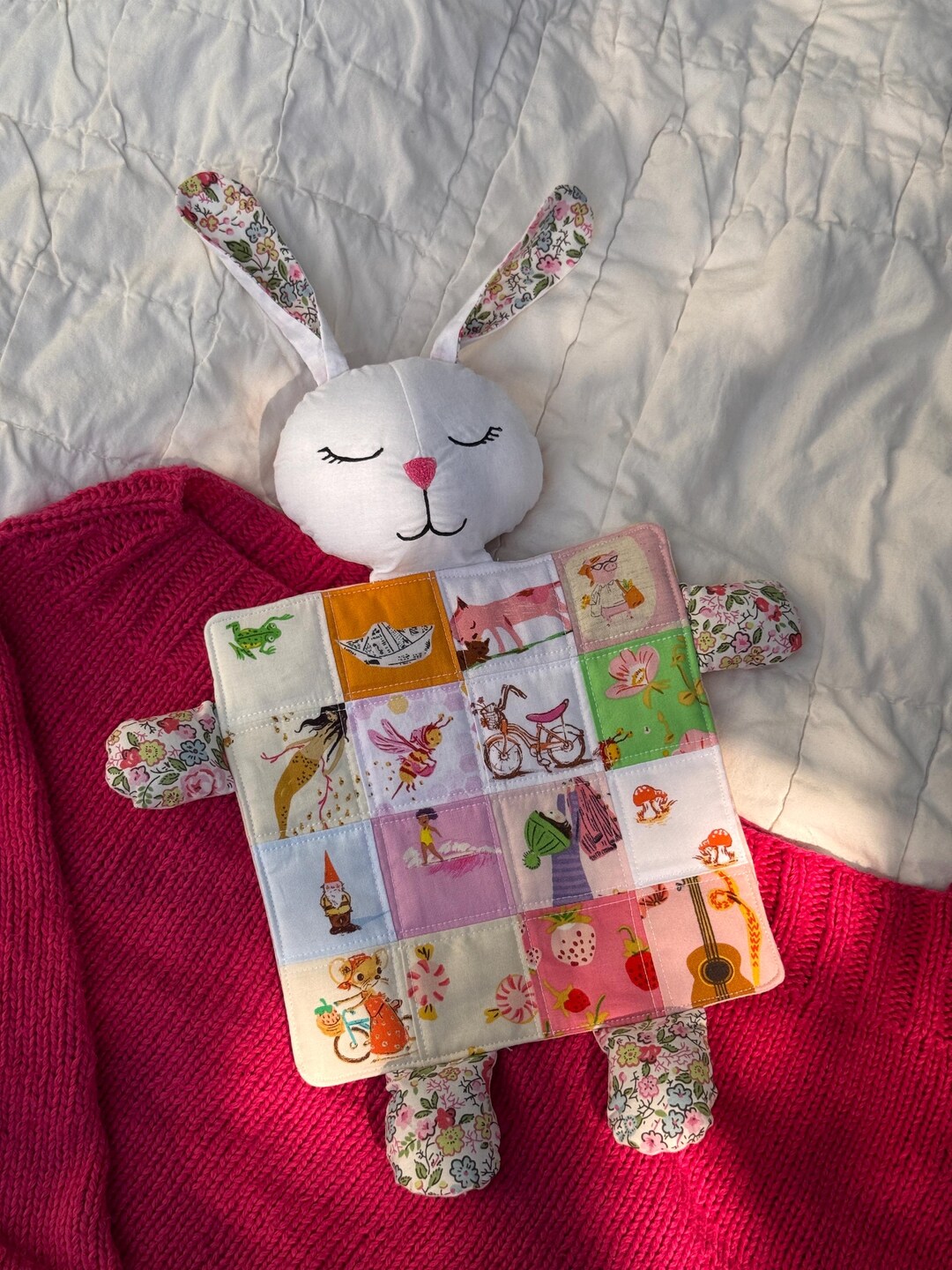 Patchwork Rabbit Teddy Handcrafted Patchwork Bunny Lovie: Quilted Nursery Decor - Etsy