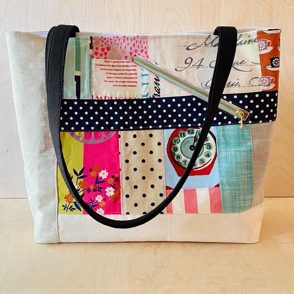Large Improv Patchwork tote bag | oop | ooak | weekender bag | market bag | shoulder bag | handcrafted |