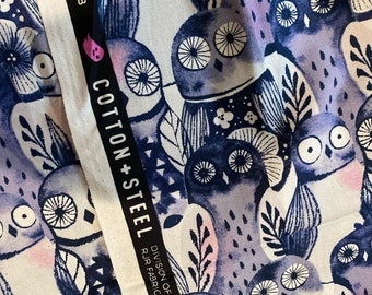 Oop Sarah watts eclipse purple owls  FQ  fabric, 2018, cotton fat quarter og cotton + steel
